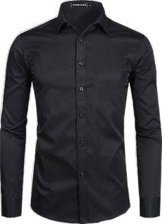 Black Long Sleeve Dress Shirt For Party, Fitted Shirt With Spread Collar For Party, Solid Color Party Shirt With Button Closure, Solid Button-up Party Shirt, Solid Button-up Shirt For Party, Long Sleeve Shirt With Button Closure For Party, Slim Fit Solid Dress Shirt With Button Closure, Long Sleeve Party Shirt With Button Closure, Fitted Shirt With Button Closure For Party