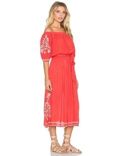 Elegant Inwrought Bohemia Short Sleeve Off-Shoulder Beach Midi Dress - rrdeye Beach Midi Dress, Embroidery Patterns Vintage, Full Dress, People Dress, Revolve Clothing, Cozy Fashion, Embroidered Dress, Price Match, Boho Dress