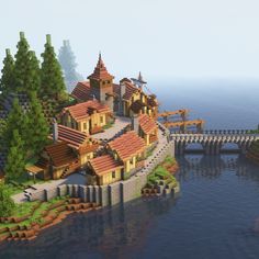 - This medieval castle is 110 blocks tall and 130 blocks wide! - Every single building has an interior!  - The map took one year to build [on and off]. - It is embedded in a vanilla Minecraft world! Minecraft Castle Village Ideas, Birch Village Minecraft, Minecraft Building Castles, Minecraft Castle On A Hill, Minecraft Hill Castle, Minecraft Village Tutorial, Minecraft Kingdom Builds, Minecraft Kingdom Wall, Mc Medieval Builds