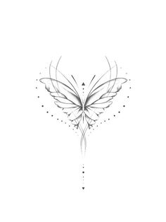 a white butterfly tattoo design on the back of a woman's shoulder and chest