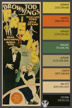 an old movie poster with color swatches