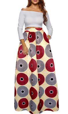 PRICES MAY VARY. 95% polyester+5% spandex. Feature:Plus size,elastic high waist,a-line,pull-on style,pocket on side Style:African floral print skirt,Ethnic style maxi skirt,Full length skirt,Vintage ankle length skirt This long skirt goes well with a cute tee shirt,casual blouse,crop top.Suit for Cocktail, Beach, Party, Casual, Vacation, Party, Club, Evening. Please check the size information before ordering. Size Information

Size S:Waist 25.60"-35.40";Length 40.00"

Size M:Waist 27.60"-37.40"; African Outfits For Women, Crop Top Suit, Style Maxi Skirt, Casual Maxi Skirt, Printed Maxi Skirt, African Print Maxi Skirt, Skirt A Line, African Skirts, Maxi Skirt Style