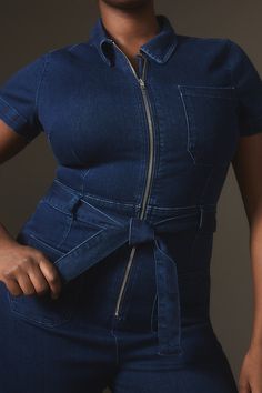 From the top-rated Colette collection, a true hit-single featuring a zipper bodice, tailored wide-leg, and wear-anywhere appeal. | The Colette Weekend Denim Jumpsuit by Maeve in Blue, Women's, Size: 00, Cotton/Elastane/Lyocell at Anthropologie Fitted Denim Blue Jumpsuit For Work, Fitted Dark Wash Jumpsuits For Work, Chic Denim Belted Jumpsuits And Rompers, Denim Blue Wide Leg Fitted Jumpsuits And Rompers, Fitted Wide Leg Denim Blue Jumpsuits And Rompers, Denim Blue Fitted Wide Leg Jumpsuits And Rompers, Fitted High-rise Jumpsuits For Workwear, Fitted High Rise Jumpsuits For Workwear, Fitted Denim Blue Jumpsuit For Night Out