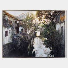 Ancient Water Town Oil Paintings Ancient Water Town Canvas Wall Art Hyper-Realistic Water Town Art For Sale Hyperrealism Art, Delivery Company, Wall Canvas Painting, Realistic Paintings, Hyperrealism, Linen Canvas, 21 Days, Silver Frame, Acrylic Paints