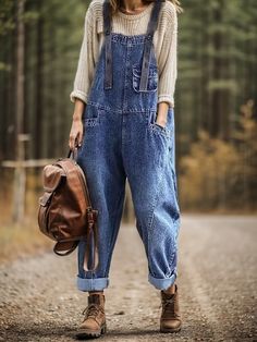 2024 Casual Fall Fashion, 35 Yo Women Fashion, All Natural Clothing, Women Overalls Outfits Fall, 2024 Boho Fashion, Quirky Fall Fashion, Overalls With Jacket, Overalls Women Outfits, Homestead Fashion