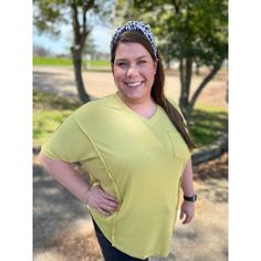 The Janet Top is a must-have for any fashion-forward individual. With its stunning citron green color, short sleeves, and flattering v-neck, this top will make a statement wherever you go. Its flowy design adds an element of elegance and comfort to any outfit. Try it on and see for yourself! Zoe is wearing a size 2xl. Casual Green V-neck Short Sleeve Top, Green V-neck Top For Day Out, Green V-neck T-shirt For Summer, Solid Color Short Sleeve V-neck Top For Spring, Trendy V-neck Short Sleeve Top For Day Out, Spring V-neck Top With Short Sleeves, Solid Color V-neck T-shirt For Day Out, V-neck T-shirt For Day Out, Solid V-neck T-shirt For Day Out