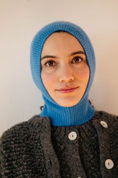 Stay warm and adorable in this cute and cozy balaclava made in a luxurious cashmere knit. 100% Cashmere. Blue Balaclava For Winter Cold Weather, Blue Balaclava For Cold Weather And Winter, Casual Blue Full Face Balaclava, Fitted Knitted Balaclava For Cold Weather, Knit Balaclava, Knitted Balaclava, Colors And Emotions, Florida Woman, Knit Alpaca