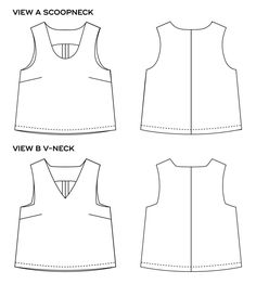 the front and back views of a sleeveless top