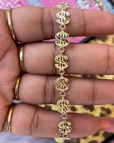 Material: Copper. Color: Gold. Chain Length: 5.5",6.5",7.5",8.5". Process: Gold plated. Recipient: Women,Mom,Wife,Girl Friend,Children,Family. Gift Type: Dollar Bracelet. Brand: Silviax Jewelry. Item: 2024BR0146 Gold Nickel-free Bracelets For Party, Nugget Bracelet, Dollar Sign, Girl Friend, Bracelet Gold, Copper Color, Chain Lengths, Chain Length, Gold Chain