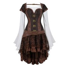 The beautiful Steampunk Corset Dress Renaissance style will bring you to a whole different world. The steampunk one, if you are a fan you'll love this style. Steampunk Corset Dress For Cosplay, Gothic Corset Dress For Costume Party In Fall, Gothic Corset Dress For Fall Costume Party, Gothic Corset Dress For Fall Party, Steampunk Overbust Dress For Costume Party, Vintage Overbust Halloween Dresses, Vintage Overbust Dress For Halloween, Fall Cosplay Corset Dress, Gothic Dresses For Fall Alternative Fashion