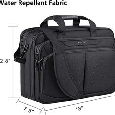 About This Item Material: High Quality Water-Repellent Canvas Poly Fabric Which Is Durable And Eco-Friendly; Dimensions: 18”X12.8”X7.5”/9.5”; Weight:2.88lbs. Multi-Functional Compartment: Roomy Compartments Provide Separated Space For Your 17" Computer, Ipad, Files, Pens, Wallet, Notebooks And All Your Items. Rfid Pockets With Identity Protection Function, Protects Date Encoded On Most Ids, Credit Cards And Passports. Padded Laptop Compartment With Hook&Loop Offers Perfect Protection For Your La Black Professional Laptop Bag With Sleeve, Professional Black Laptop Bag, Black Laptop Bag With Sleeve For Business Trips, Waterproof Rectangular Laptop Bag For Business, Black Briefcase With Laptop Sleeve For Work, Black Waterproof Rectangular Laptop Bag, Black Waterproof Laptop Bag For Daily Use, Laptop Messenger Bags, Luggage Strap