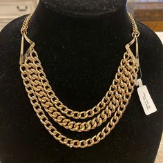 1ar By Unoaerre Triple Layer Chain 18k Gold Plated Necklace New With Tags Made In Italy Total Length Unclasped And Lying Flat Is 18” #518 Elegant Metal Jewelry With Curb Chain, Elegant Metal Curb Chain Jewelry, Designer Yellow Gold Necklaces For Evening, Designer Yellow Gold Evening Necklace, Designer Yellow Gold Necklace For Evening, Designer Gold Necklaces For Formal Occasions, Designer Yellow Gold Metal Necklaces, Designer Yellow Gold Metal Necklace, Designer Gold Necklaces For Evening