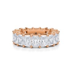 Rose gold eternity band with lab-grown diamonds. Diamond Eternity Band, Womens Wedding Bands, Eternity Band Diamond, Diamond Eternity, Engagement Ring Wedding Band, Ring Size Guide, Eternity Band, Diamond Sizes, Gold Platinum