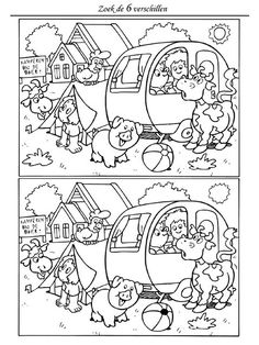 the coloring page for children's book, with pictures of animals and their houses