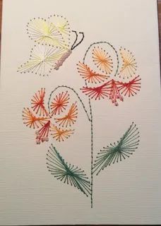 an image of some flowers that are on the paper with string work in it's center