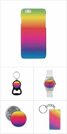 the phone case is designed to look like a rainbow - colored cellphone with matching accessories