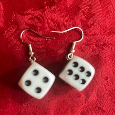 Dice Earrings Lead & Nickel Free Vintage Dice, Dice Earrings, Swirly Designs, Hamsa Earrings, Mini Earrings, Purple Diamond, Handmade Jewelry Earrings, Heart Drop Earrings, Holiday Earring