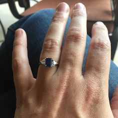 Buyer photo Rachel DeGarmo, who reviewed this item with the Etsy app for iPhone. Vintage Blue Sapphire Ring, Sapphire Ring Designs, Sapphire Engagement Ring Vintage, Blue Sapphire Engagement Ring, Vintage Engagement Rings Sapphire, Ring Three Stone, White Sapphire Ring, Blue Sapphire Ring, Engagement Ring Vintage