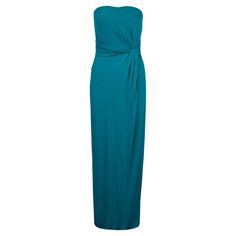 The turquoise Gucci Strapless Long Dress is an elegant piece with a unique twist-drape waist. The dress can be tightened with the zipper on the back and features an inner corset to accentuate the silhouette. Strapless Long Dress, Evening Dress, The Back, Evening Gowns, Long Dress, Evening Dresses, The Dress, Twist, Turquoise