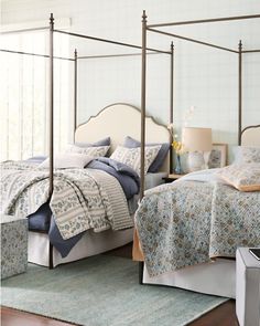 LaSalle Iron Bed | Garnet Hill Rod Iron Bed Frame, Bed With Canopy, Iron Canopy Bed, Bed Drapes, Gorgeous Bed, Linen Headboard, Fine Bedding, Elegant Bedding, Classic Bed