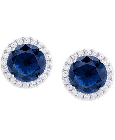 in stock Luxurious Jewelry, Halo Earrings Studs, Solitaire Studs, Cz Stud Earrings, Blue Plates, Birth Month, Fine Silver, Luxury Jewelry, Sapphire Ring