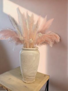 Blush Barbie Girl Arrangement with Vase-Pampas B Pink And White Pampas Decor, Redecorate Room, Apartment Finds, Big Vase, Pink Pampas, White Pampas, Aesthetic Apartment, Big Vases, Dream Apartment Decor