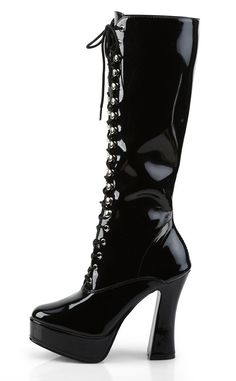 The Electra-2020s are the ultimate platform shoes from Pleaser! Step into these boots and be the baddie that you are! HEEL/PLATFORM : 5" Heel, 1 1/2" PFFIT GUIDE : True to sizeVEGAN : Yes Fitted High-top Punk Platform Boots, Punk High-top Fitted Platform Boots, Punk Style Fitted High-top Platform Boots, Gothic Fitted Platform Boots, High Heel Platform Boots For Streetwear, Black High Heel Boots For Halloween, Fitted Round Toe Platform Boots For Halloween, Black High Cut Heeled Boots For Party, Black High Cut Boots For Party