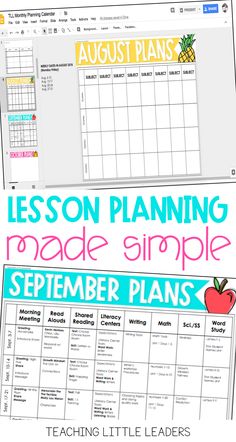 the lesson planner is shown with text that says lesson planning made simple, and an image of