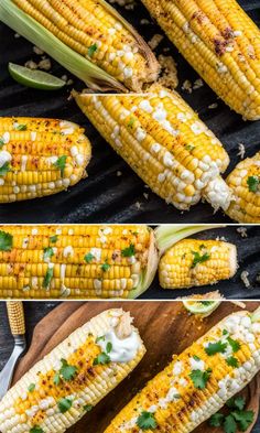 grilled corn on the cob with butter and cilantro sprinkles