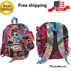 L.O.L. Surprise! Remix 4pc. Pink Backpack with Lunch Bag NWT. Barbie Stuff, Pink Backpack, Lunch Bag, Room Ideas, Backpacks, Pink