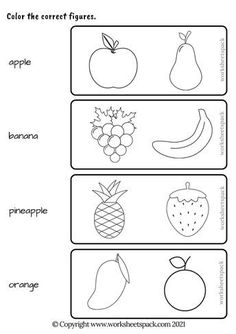 the worksheet for preschool to learn how to draw fruits and vegetables with pictures