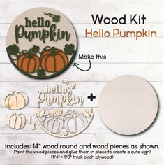 the wood kit includes pumpkins and other cutouts to make it look like they have been