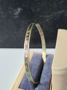 Mexico Abalone Bangle Bracelet Vintage, READ