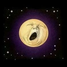 an animal with its mouth open in the night sky