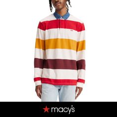 in stock Levi's Long Sleeve Cotton Tops, Levi's Long Sleeve Tops For Fall, Fall Levi's Collared Tops, Levi's Collared Tops For Fall, Classic Multicolor Fall Top, Classic Multicolor Tops For Fall, Rugby Shirt, Levis Men, Mens Polo Shirts