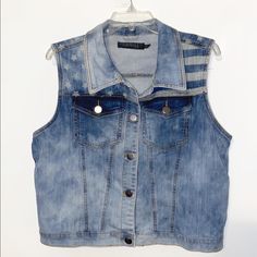 This Cropped Jacket Is Brand New And So Stylish. The Tag Says 3x But It Runs About 2 Sizes Small So I’m Listing It As A 1x. Use My Measurements As Your Guide. It Measures 21” Underarm To Underarm And Waist Measures 21”. It Is 21” Long From Shoulder To Bottom Hem. Trendy Denim Blue Vest Outerwear, Trendy Denim Vest Outerwear, Casual Light Wash Vest For Fall, Trendy Medium Wash Vest Outerwear, Trendy Blue Vest For Spring, Blue Denim Vest For Fall, Medium Wash Denim Vest Outerwear, Trendy Light Wash Vest For Fall, Denim Vest For Fall