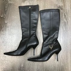 Condition Is Good. Shipped With Usps Priority Mail. Black Leather Knee High Boots, Leather Knee High Boots, Shoes Vintage, Gucci Black, Gucci Shoes, Silver Accents, Vintage Shoes, Shoes Heels Boots, Vintage Gucci