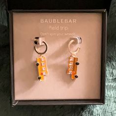 New Baublebar School Bus Field Trip Hoop Earrings Teacher Back To School Brand New Item With Box Baublebar "Field Trip" School Bus Earrings Approximate Measurements -Length: 1/2" -Height: 1 5/8" Weight: 2.3oz (Before Any Packaging) Teacher Earrings, Teacher Back To School, Teacher Stuff, School Bus, Field Trip, New Item, Back To School, Career, Hoop Earrings