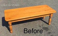 a wooden table with the words before and after