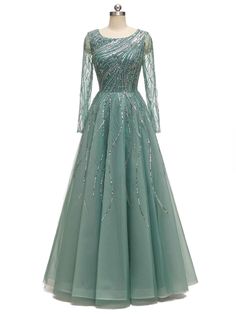 Prom Dresses Long Sleeve, Green Sparkly Dress, Uzun Boy, Sage Green Dress, Green Tulle, Fantasy Dresses, Green Gown, Bridesmaid Dresses Online, Satin Bridesmaid Dresses