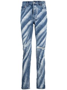 blue/white stretch-cotton denim bleached effect concealed fly and button fastening belt loops classic five pockets slim cut Bleached Jeans, Slim Fit Jeans, Stretch Cotton, Bleach, Blue White, Blue And White, Slim Fit, Blue, White