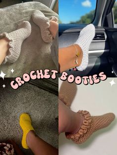 there are two pictures one has crochet booties and the other has yellow shoes