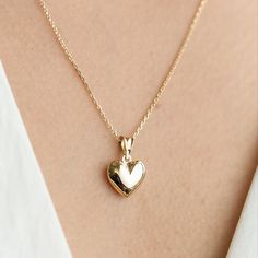 14k Gold Puffy Heart Necklace, Shiny Heart Pendant with Cable Chain, Everyday Necklace, 14kt Real Gold Love Pendant, Gift for Girlfriend *Free Express International Shipping *14K solid gold chain is included if you select. NEXT BUSINESS DAY SHIPPING! PRODUCT DETAILS *The product is made of 100% 14k Solid Gold and it has a 14K or 585 stamp on item. (We don't sell filled or plated jewelry) *The package includes a gold certificate. *The product includes 14K solid gold chain. *Every package comes in Valentine's Day 14k Gold Pendant Necklace, Dainty Heart Cut Locket Necklace, Wedding Fine Jewelry Heart Necklace With Charm, 14k Gold Pendant Charm Necklace For Valentine's Day, 14k Gold Heart Necklace Tarnish Resistant For Gift, 14k Gold Pendant Necklace For Valentine's Day, 14k Gold Tarnish-resistant Heart Necklace Gift, Yellow Gold Heart Cut Jewelry With Heart Detail, 14k Gold Heart Pendant Charm Necklace