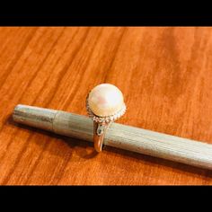 Brand New Pearl Ring With Real Pearl And Diamonds And Silver Silver Nordstrom Jewelry For Gift, Pearl Diamond Ring, Nordstrom Jewelry, Pearl And Diamond Ring, Ring Color, Real Pearls, Jewelry Brand, Pearl Diamond, Pearl Ring