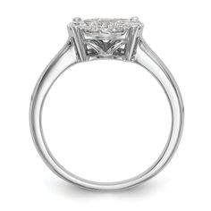 a princess cut diamond engagement ring on a white background with the center stone in the middle