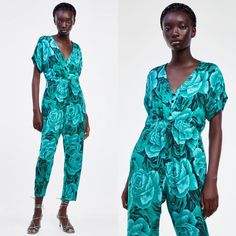 Zara Floral Print Short Sleeve Jumpsuit Size Xs Bn Front Button Closure. Elastic Waist. Brand New With Tags. Zara Green V-neck Jumpsuits And Rompers, Zara Jumpsuits And Rompers For Spring Night Out, Zara Casual Floral Print Jumpsuits And Rompers, Casual Green Zara Jumpsuits And Rompers, Zara Fitted Jumpsuits And Rompers With Floral Print, Short Sleeve Jumpsuit, Short Sleeve Jumpsuits, Jumpsuit With Sleeves, Floral Print Shorts