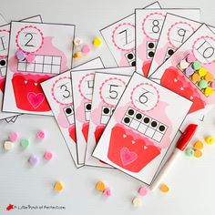 valentine's day printables for kids to practice counting and number recognition skills