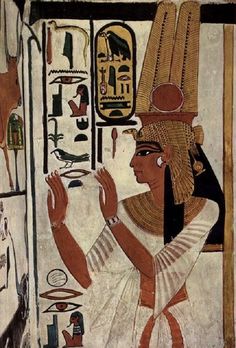 an ancient egyptian painting depicting the queen nefer