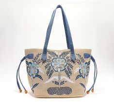 Is a joyful carry your jam? This beautifully embroidered and beaded tote delivers the smiles with each and every reach -- whether you designate it for the beach, your commute, or elegant daytrips. From America & Beyond. Embroidered Beige Shoulder Bag For Vacation, Casual Embroidered Tote Beach Bag, Casual Embroidered Beach Bag, Embroidered Rectangular Beach Bag For Daily Use, Embroidered Rectangular Beach Bag, Embroidered Rectangular Shoulder Bag For Vacation, Summer Embroidered Rectangular Bag, Embroidered Rectangular Summer Bag, Summer Embroidered Shopping Bags