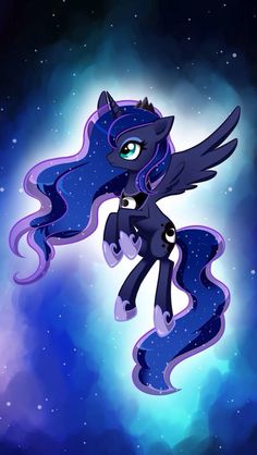 an image of a cartoon pony flying through the air with stars in the sky behind it